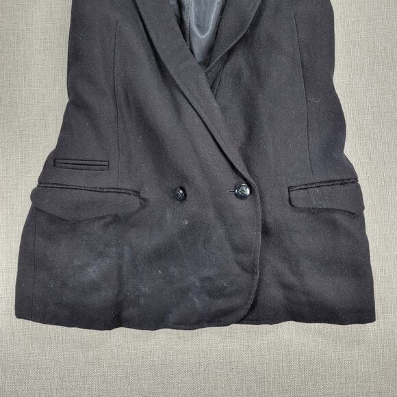 Gap Womens Vest Large Black Wool Blend Plunging Neck Waist Tie Double Breasted - Picture 2 of 13